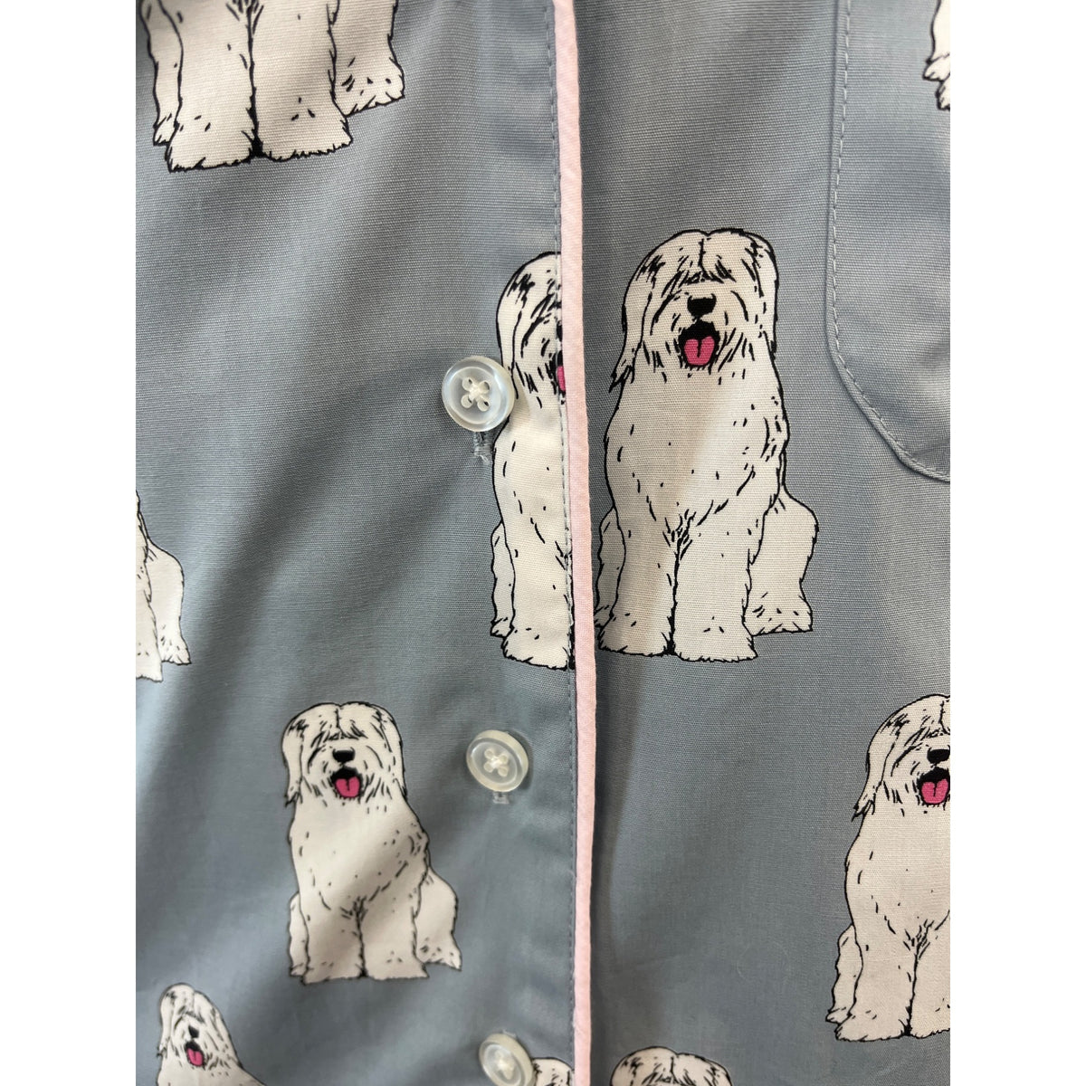 August Morgan Women's Blue Doggy Print Pattern Pj Dress Sz XS