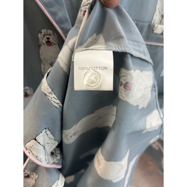 August Morgan Women's Blue Doggy Print Pattern Pj Dress Sz XS