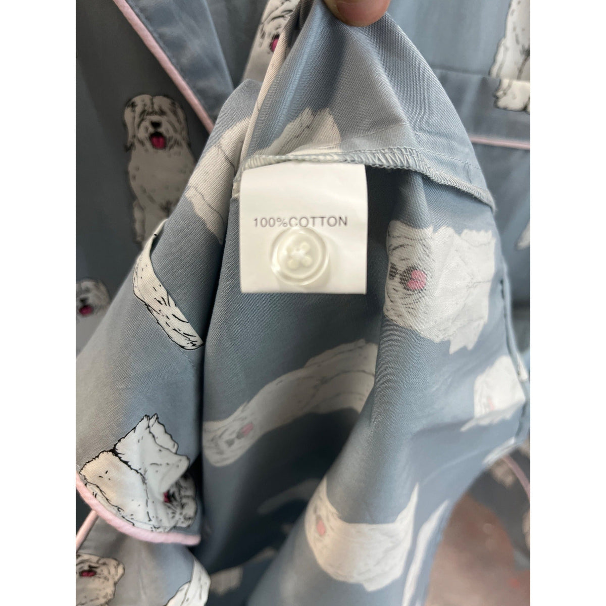 August Morgan Women's Blue Doggy Print Pattern Pj Dress Sz XS