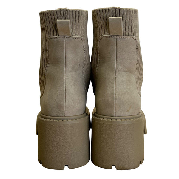 Madden Girl Women’s Taupe & Beige Chunky Heel Platform Thrash Boots Size 8