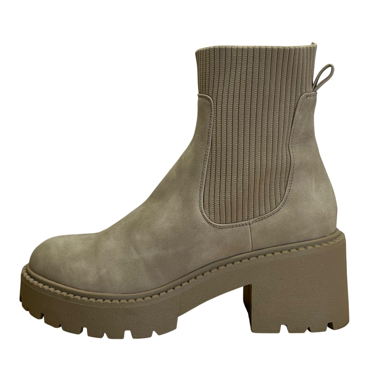 Madden Girl Women’s Taupe & Beige Chunky Heel Platform Thrash Boots Size 8