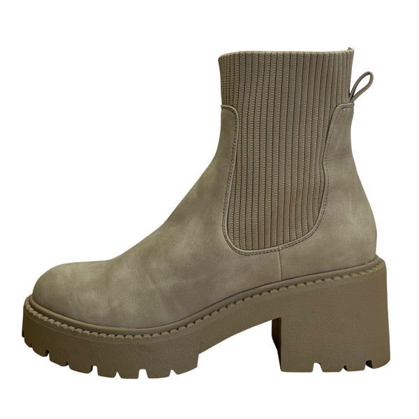 Madden Girl Women’s Taupe & Beige Chunky Heel Platform Thrash Boots Size 8
