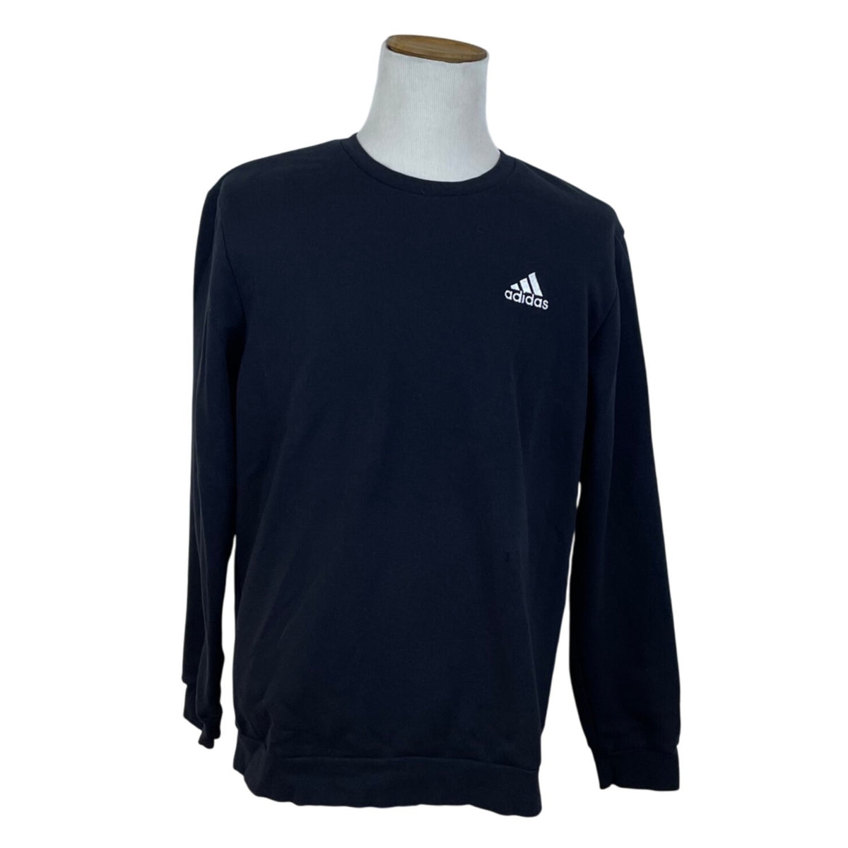 Adidas Men's Black Crewneck Sweatshirt Logo Detail Casual Pullover Size XL