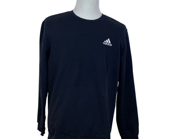 Adidas Men's Black Crewneck Sweatshirt Logo Detail Casual Pullover Size XL