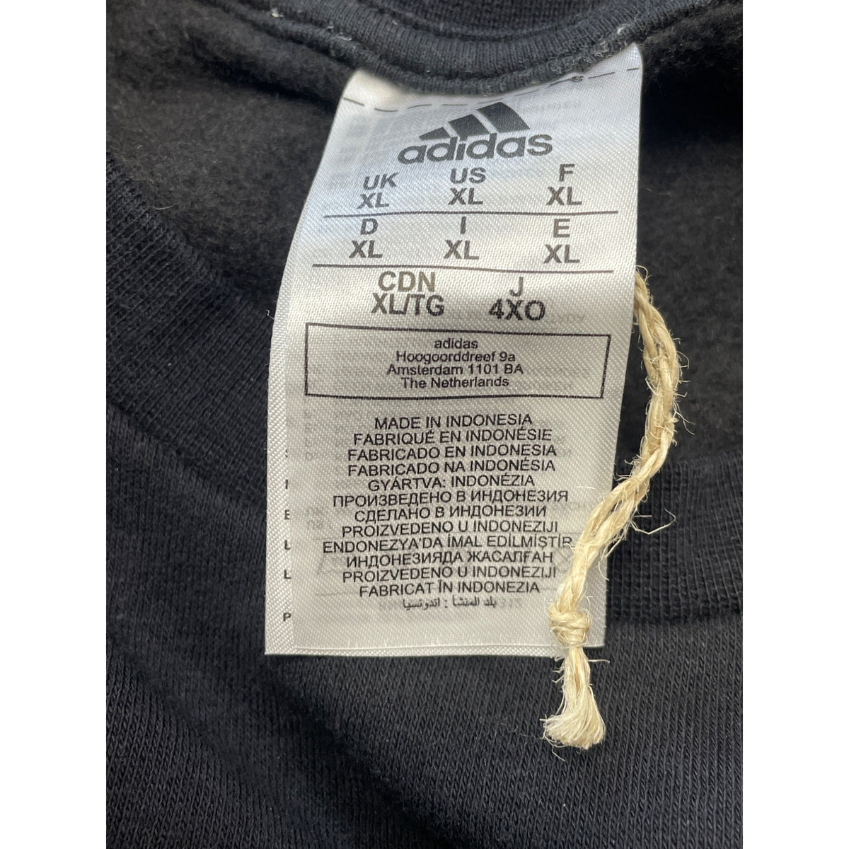 Adidas Men's Black Crewneck Sweatshirt Logo Detail Casual Pullover Size XL