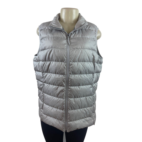 Eddie Bauer Women's Puffer Vest With Full-Zip Closure In Light Gray Size L - New