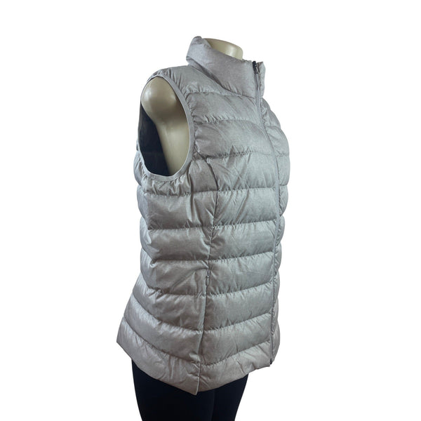 Eddie Bauer Women's Puffer Vest With Full-Zip Closure In Light Gray Size L - New
