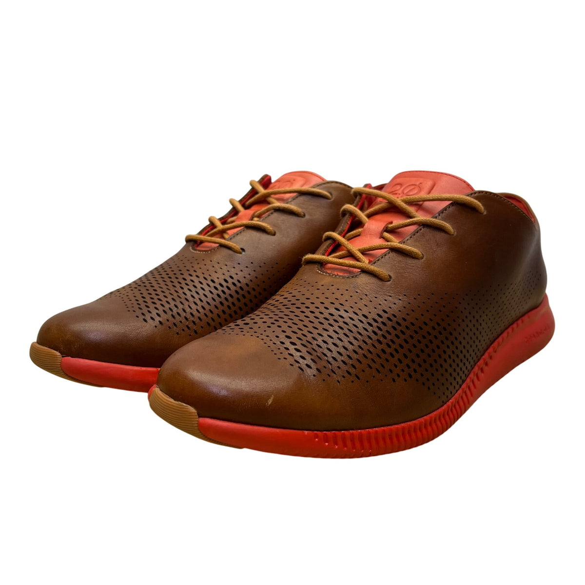 Cole Haan Men’s Brown/Red Leather Perforated Lace-Up 2.0 Grand Shoes Size 8.5