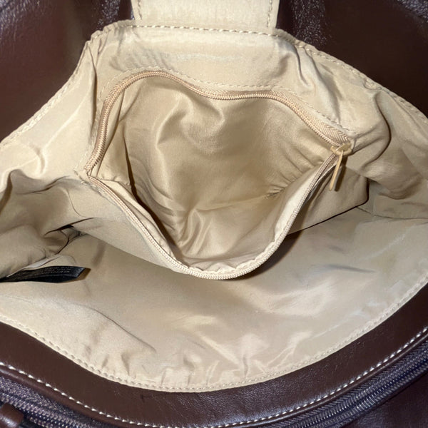 Giani Bernini Womens Brown Multi-Material Patchwork Double Straps Tote Bag