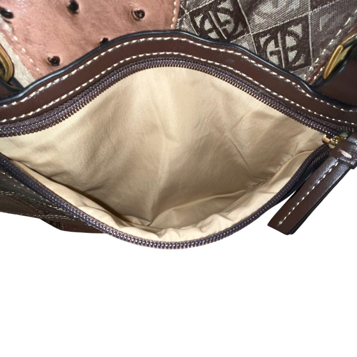 Giani Bernini Womens Brown Multi-Material Patchwork Double Straps Tote Bag