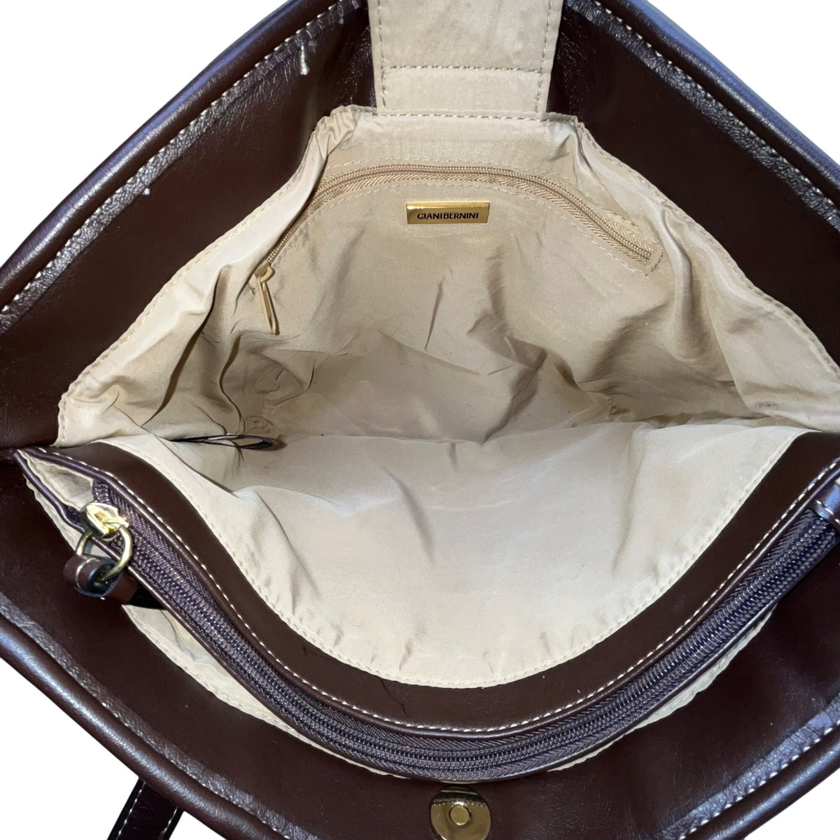 Giani Bernini Womens Brown Multi-Material Patchwork Double Straps Tote Bag