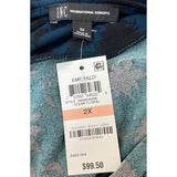 INC International Concepts Blue Clean Floral Sheer Sleeves Womens Dress Sz 2X