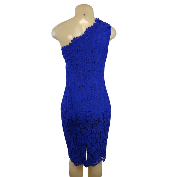 Eliza J Womens One-Shoulder Royal Blue Lace Sheath Dress Sz 4 - New