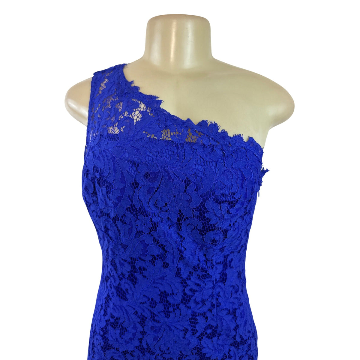 Eliza J Womens One-Shoulder Royal Blue Lace Sheath Dress Sz 4 - New