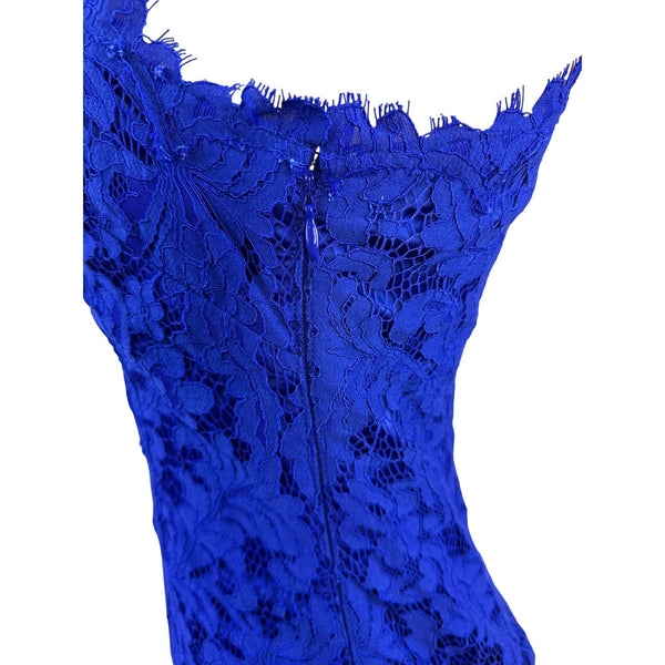 Eliza J Womens One-Shoulder Royal Blue Lace Sheath Dress Sz 4 - New