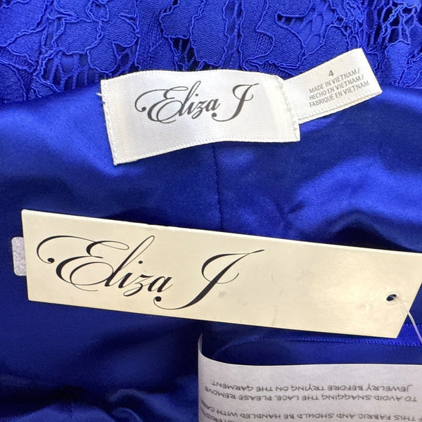 Eliza J Womens One-Shoulder Royal Blue Lace Sheath Dress Sz 4 - New