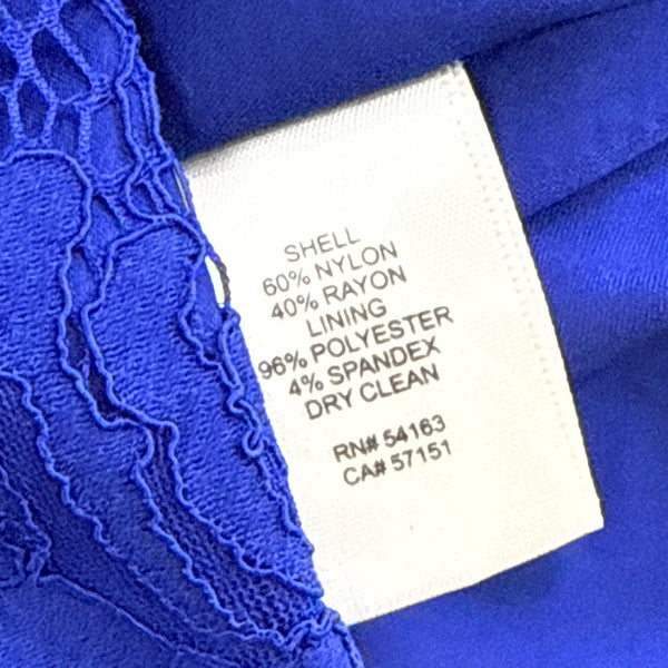 Eliza J Womens One-Shoulder Royal Blue Lace Sheath Dress Sz 4 - New