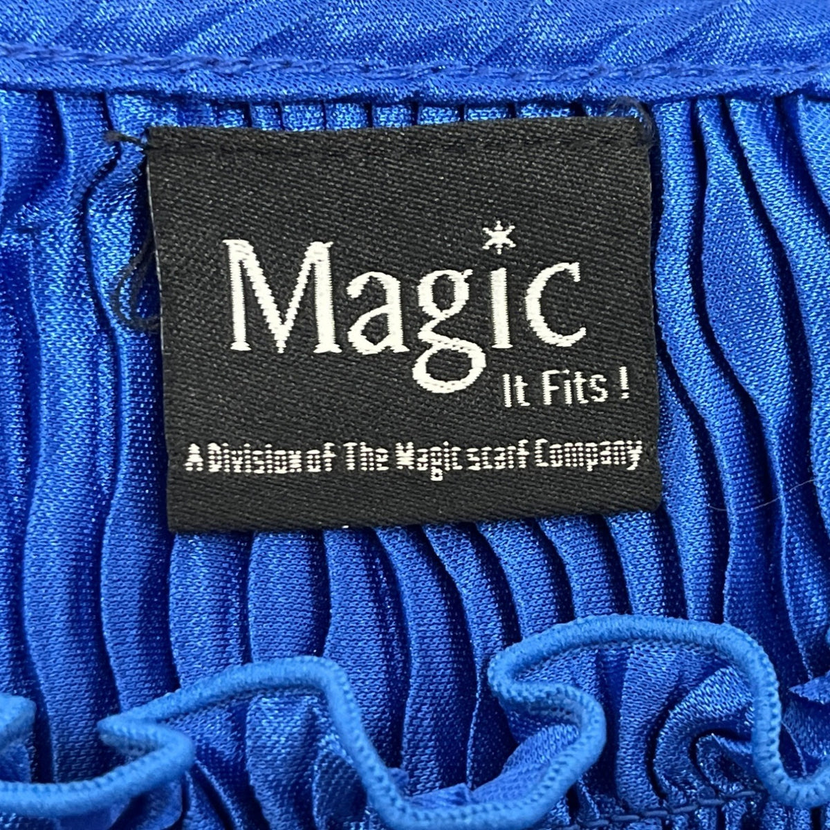 Magic It Fits Womens Blue Pleated 3/4 Sleeve Blouse