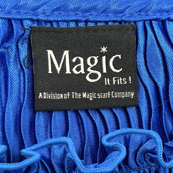 Magic It Fits Womens Blue Pleated 3/4 Sleeve Blouse