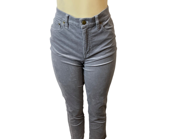 J. Crew Women's High Waist Grey corduroy Skinny Jeans Sz 28