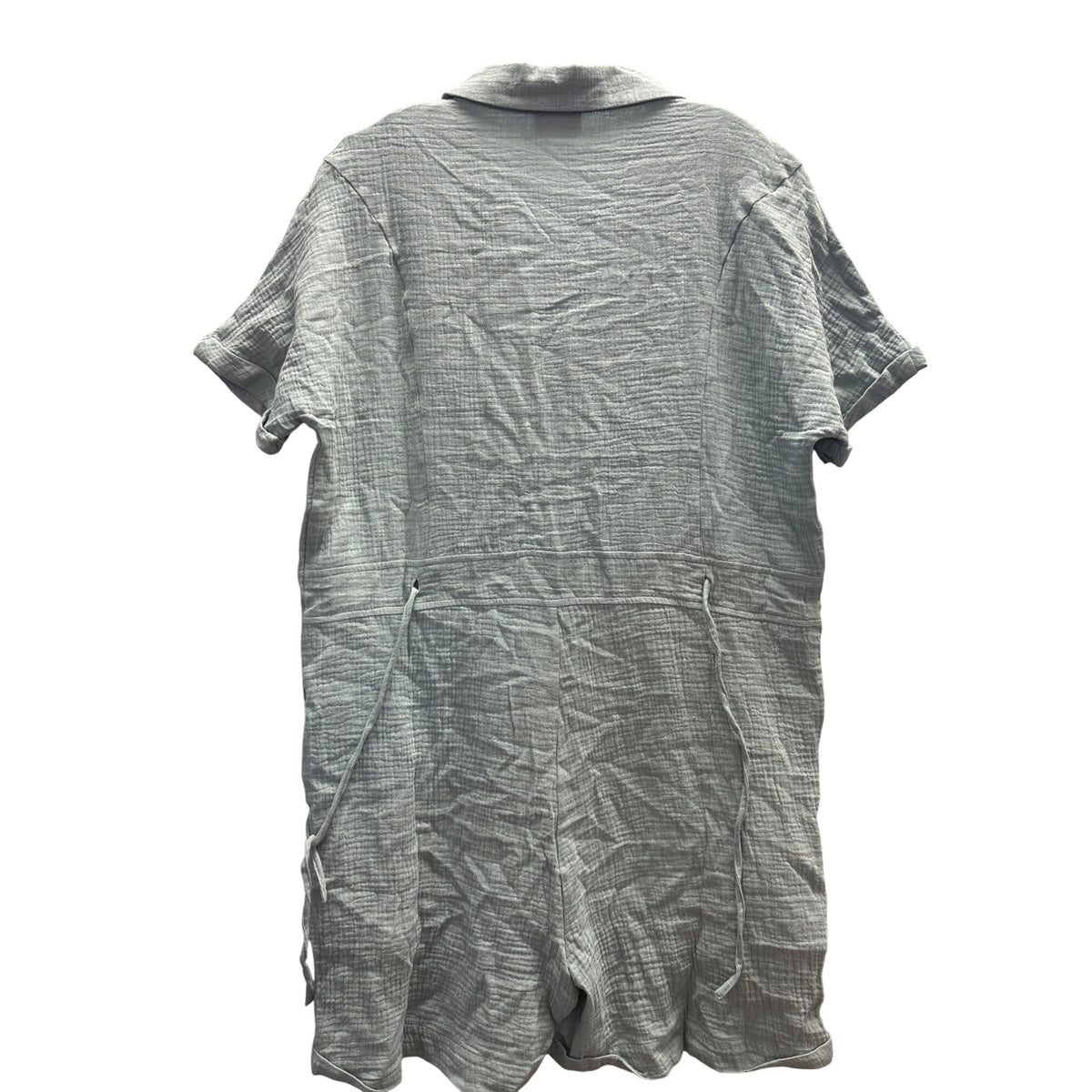 Pink Lily Women’s Green Cotton Button-Down Short-Sleeve Romper Size S Casual Outfit