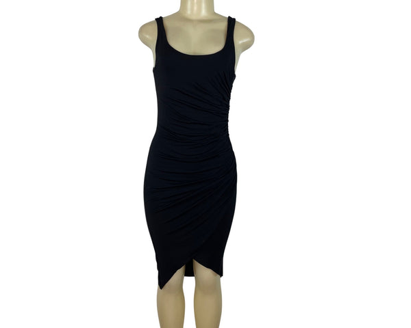 Black Abbelline Sleeveless Ruched Midi Dress For Women Szize S-New