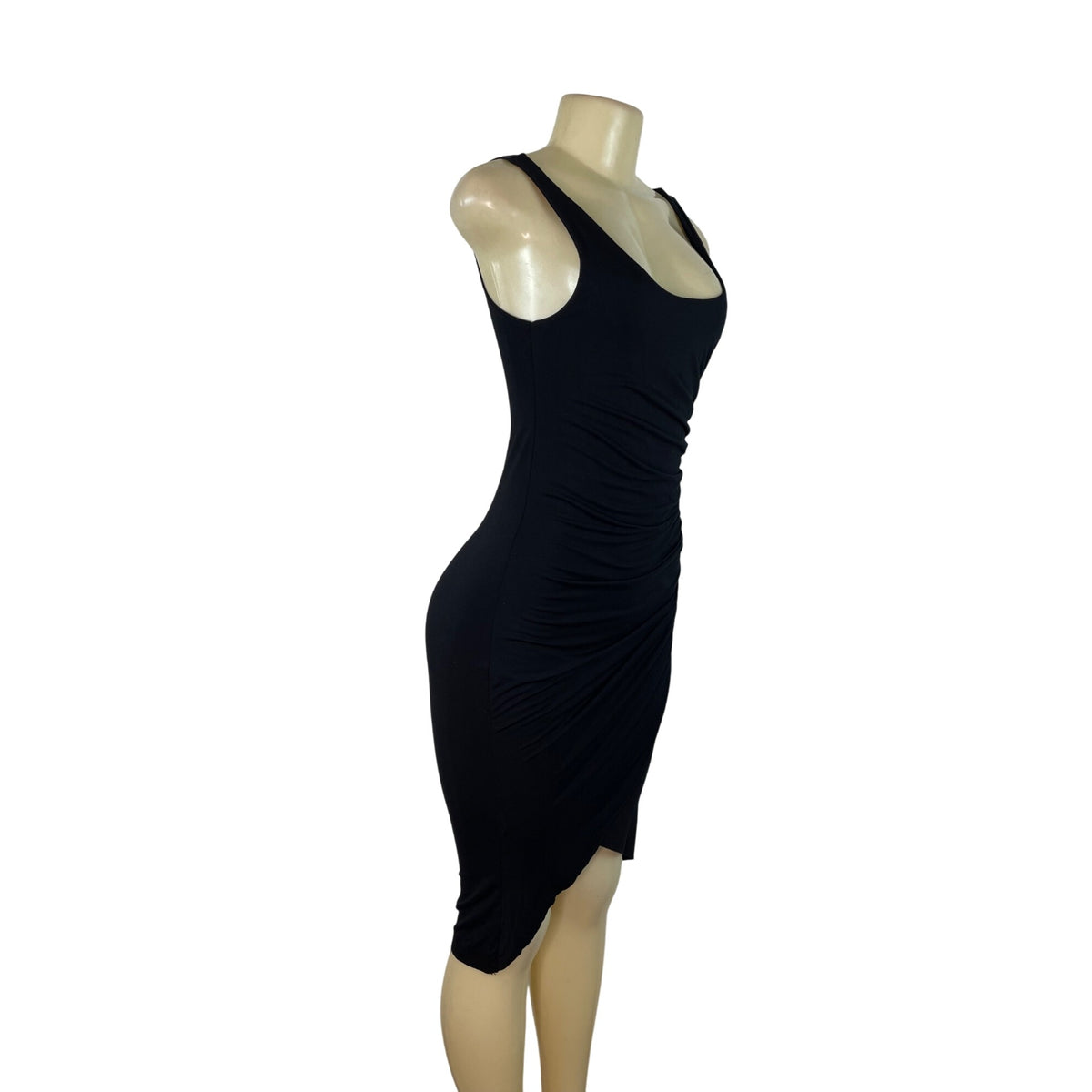 Black Abbelline Sleeveless Ruched Midi Dress For Women Szize S-New