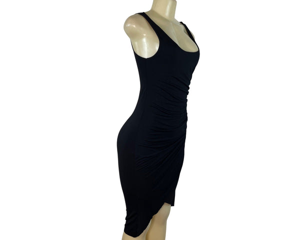 Black Abbelline Sleeveless Ruched Midi Dress For Women Szize S-New