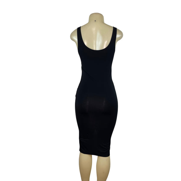 Black Abbelline Sleeveless Ruched Midi Dress For Women Szize S-New