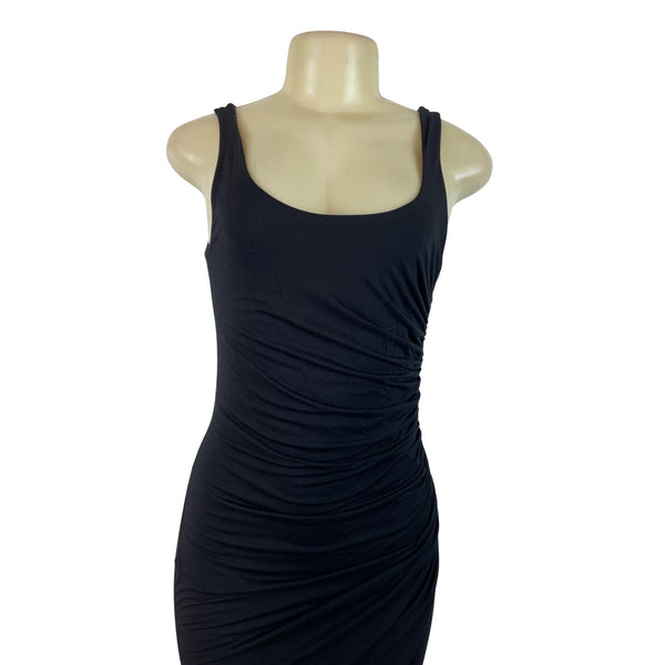 Black Abbelline Sleeveless Ruched Midi Dress For Women Szize S-New