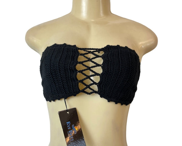 Ree Bees Women's Black Crochet Top Sz M - NWT
