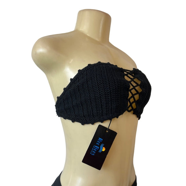 Ree Bees Women's Black Crochet Top Sz M - NWT