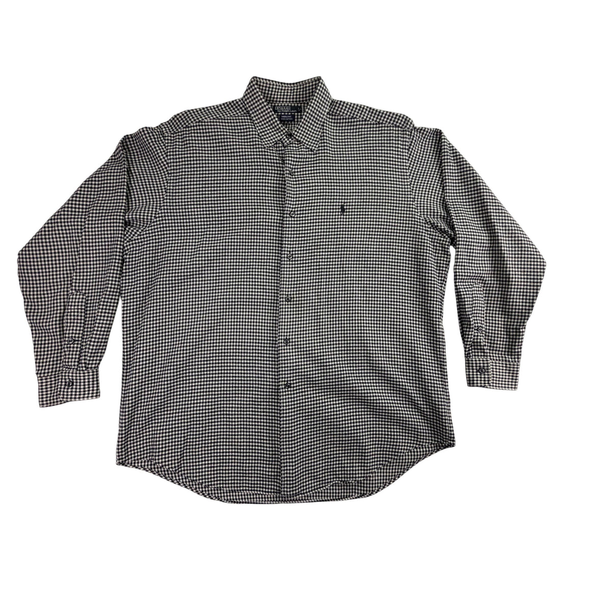 Polo Ralph Lauren Mens Black White Checkered Long Sleeve Button Up Shirt Size L