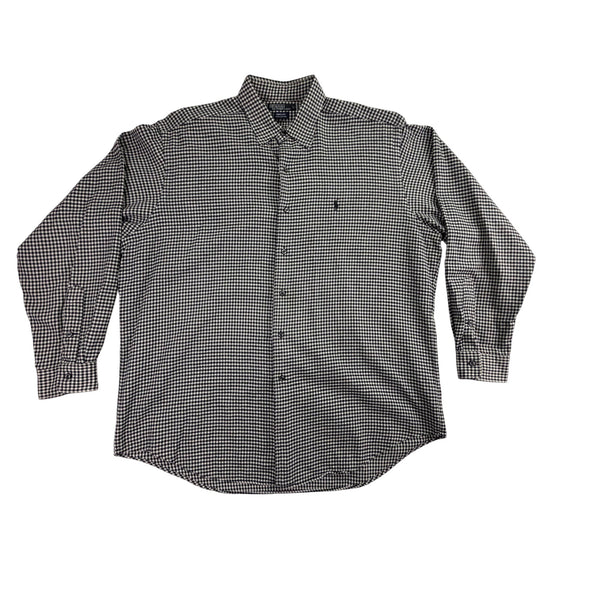 Polo Ralph Lauren Mens Black White Checkered Long Sleeve Button Up Shirt Size L