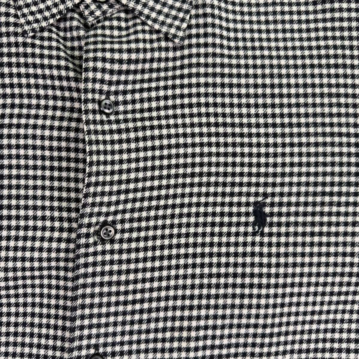Polo Ralph Lauren Mens Black White Checkered Long Sleeve Button Up Shirt Size L