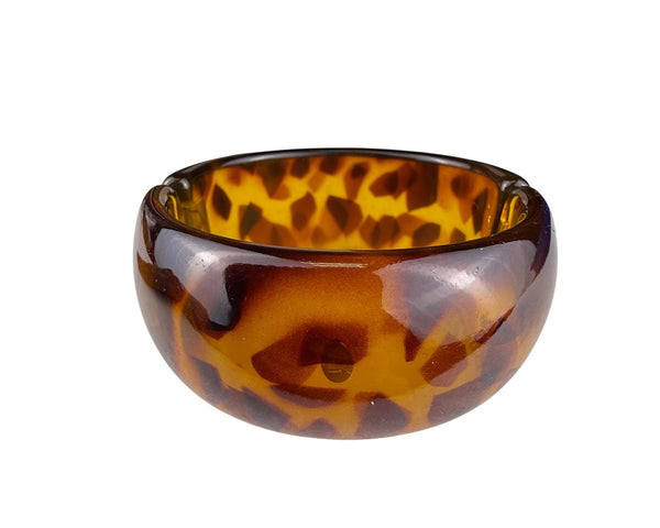 Kenneth Lane Womens Tortoise Resin Hinged Bangle Bracelet Bold Unique Design