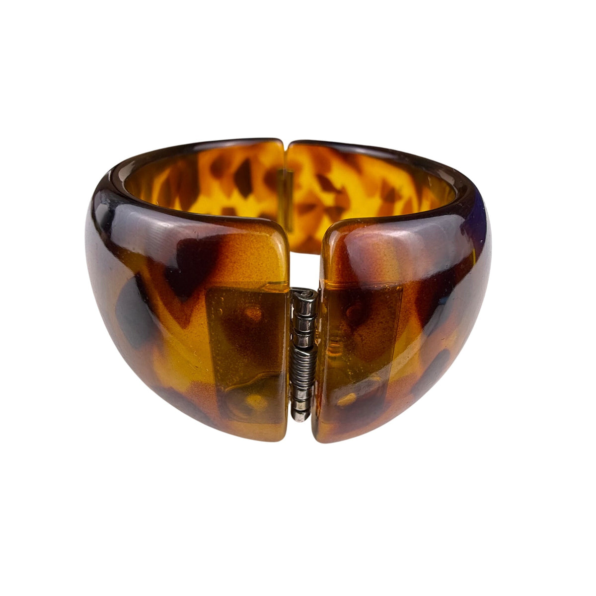 Kenneth Lane Womens Tortoise Resin Hinged Bangle Bracelet Bold Unique Design