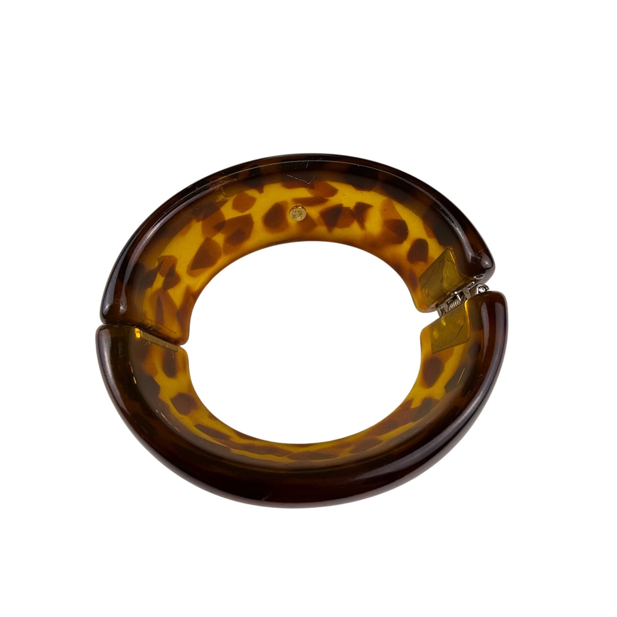 Kenneth Lane Womens Tortoise Resin Hinged Bangle Bracelet Bold Unique Design