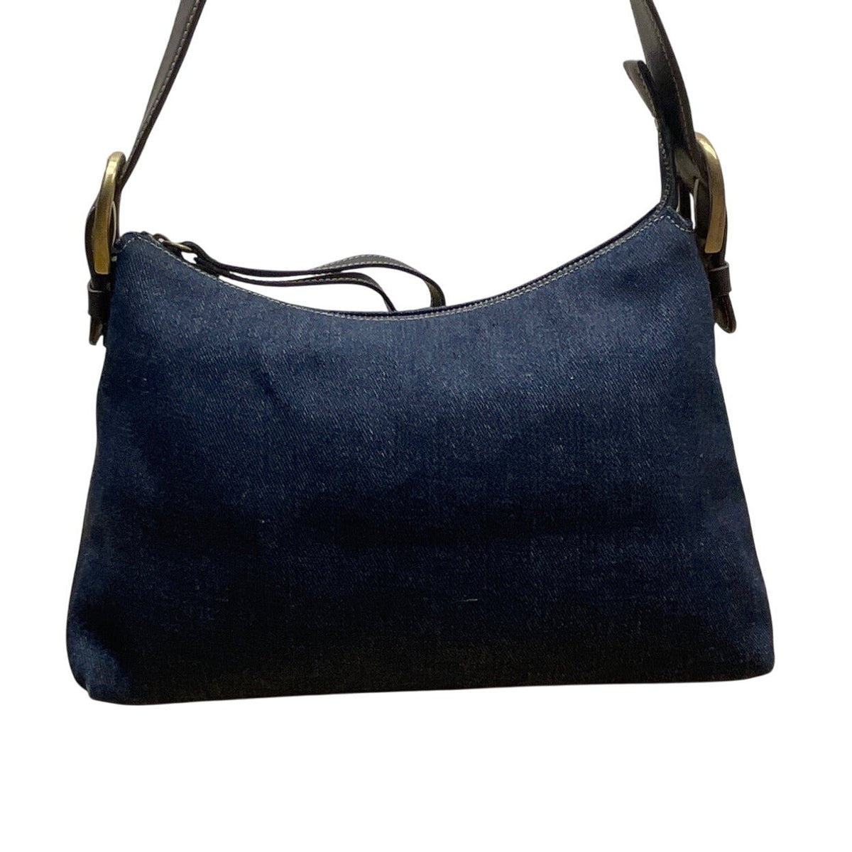 Nine West Women’s Denim With Brown Leather Strap & Gold Hardware Tote Bag Sz S