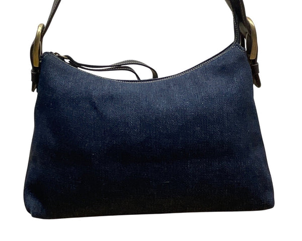 Nine West Women’s Denim With Brown Leather Strap & Gold Hardware Tote Bag Sz S