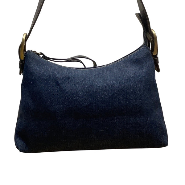 Nine West Women’s Denim With Brown Leather Strap & Gold Hardware Tote Bag Sz S