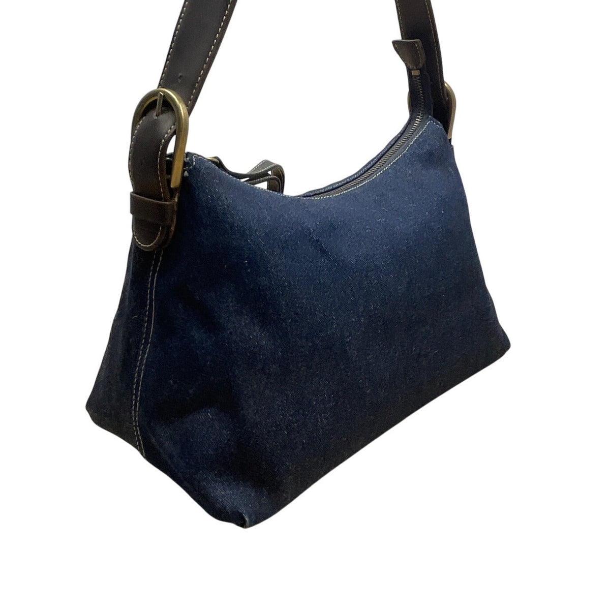Nine West Women’s Denim With Brown Leather Strap & Gold Hardware Tote Bag Sz S