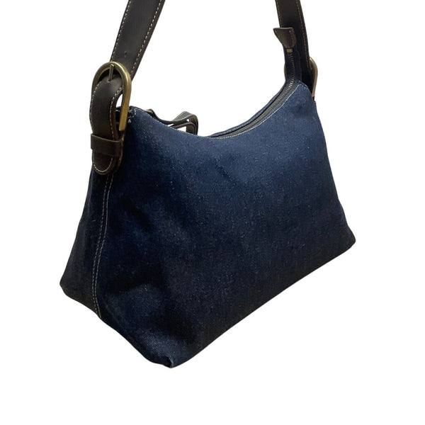 Nine West Women’s Denim With Brown Leather Strap & Gold Hardware Tote Bag Sz S