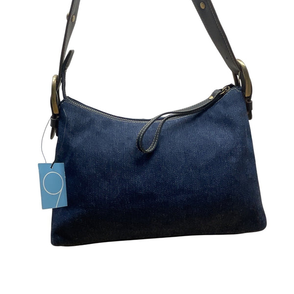 Nine West Women’s Denim With Brown Leather Strap & Gold Hardware Tote Bag Sz S