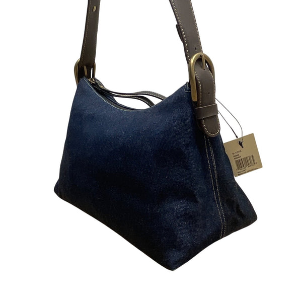 Nine West Women’s Denim With Brown Leather Strap & Gold Hardware Tote Bag Sz S