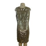 Tory Burch Womens Gold Sequin Shift Sleeveless Mini Dress Sz 14 - New