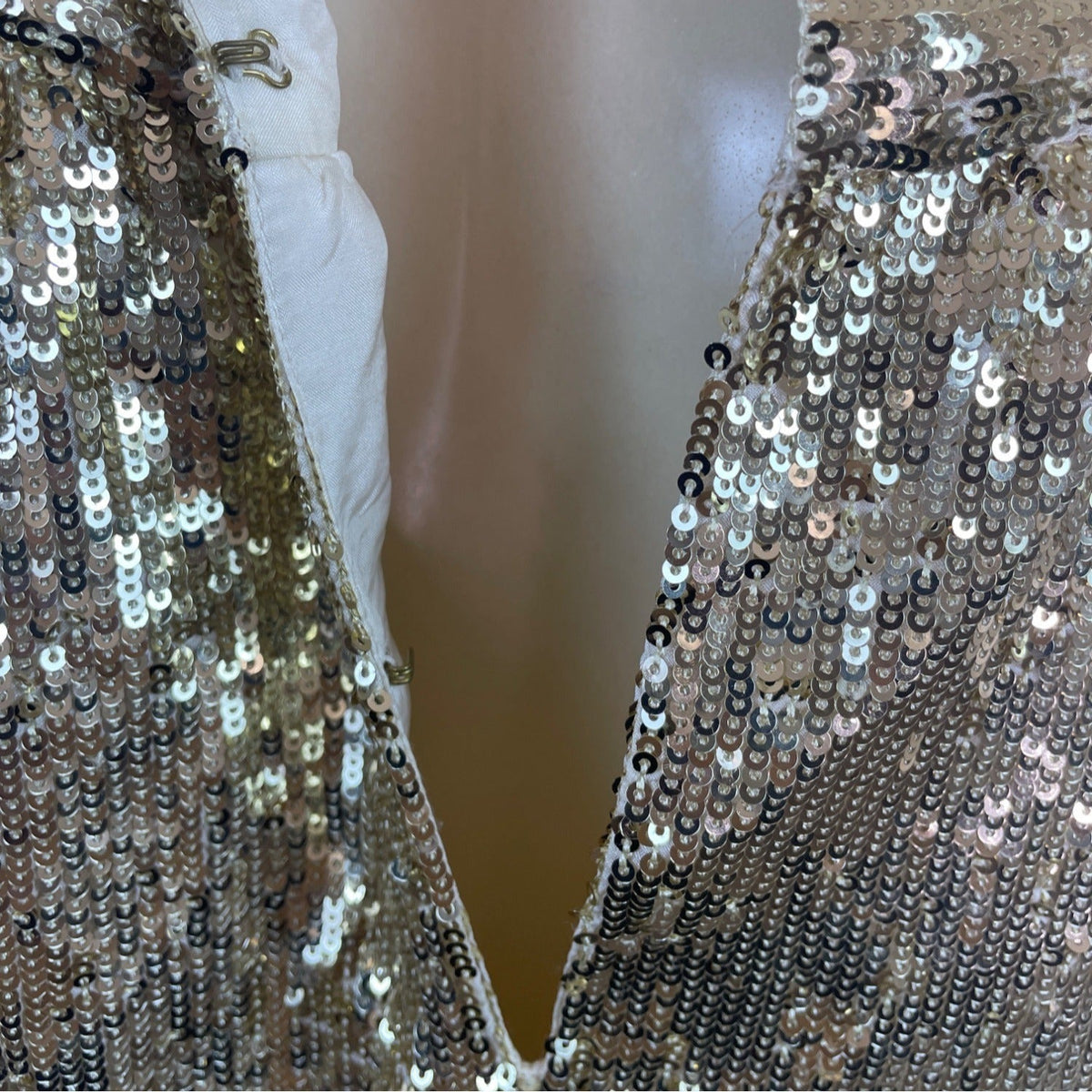 Tory Burch Womens Gold Sequin Shift Sleeveless Mini Dress Sz 14 - New