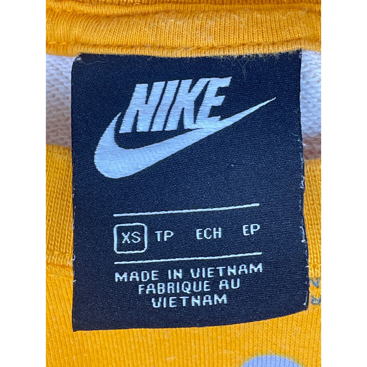 Nike Womens Yellow Cropped Graphic Sweatshirt XS Abstract Print Stylish Casual Wear