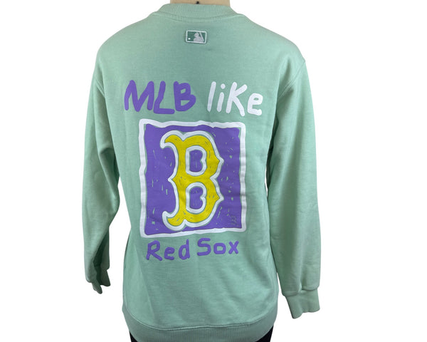 MLB Women's Mint Green Boston Red Sox Crewneck Long Sleeve Sweatshirt Sz S