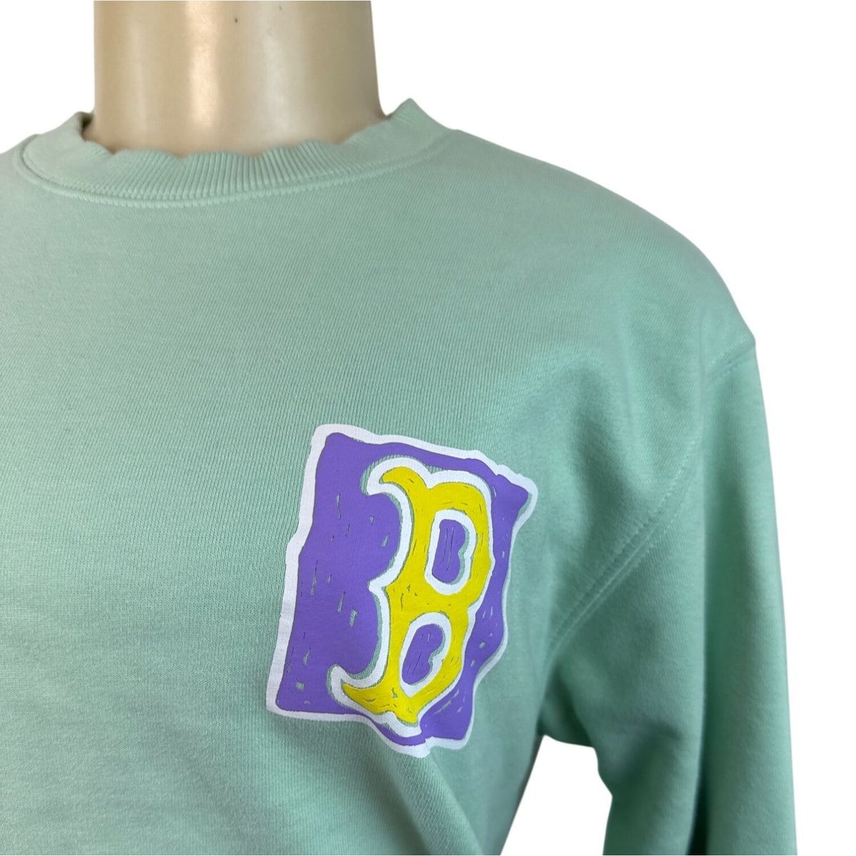 MLB Women's Mint Green Boston Red Sox Crewneck Long Sleeve Sweatshirt Sz S